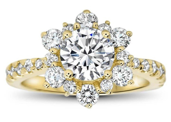 Il fiocco di neve ha ispirato il peso d'argento di dimensione 1.0ct di 9K Ring With Lab Diamond RD6.5MM