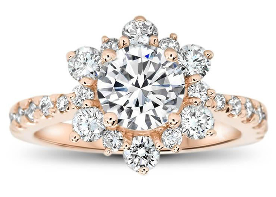 Il fiocco di neve ha ispirato il peso d'argento di dimensione 1.0ct di 9K Ring With Lab Diamond RD6.5MM