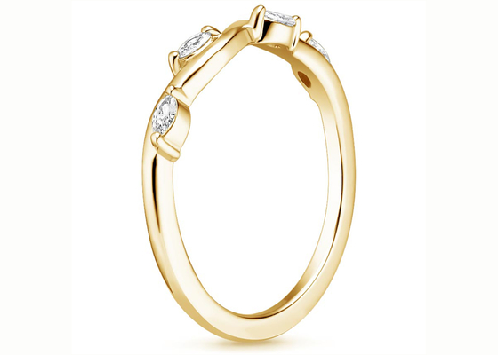 Diamante d'avvolgimento 0.40ct di Ring With 2×4mm dei gioielli dell'oro giallo del salice 14K