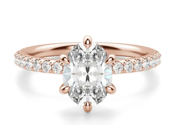 Il forcone ha messo il tipo pietra di Ring Rose Gold Material With 1.5carat 6×8mm dell'argento di 9k