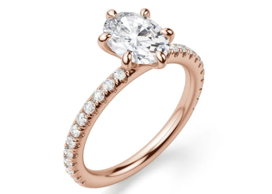 Il forcone ha messo il tipo pietra di Ring Rose Gold Material With 1.5carat 6×8mm dell'argento di 9k