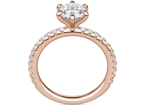 Il forcone ha messo il tipo pietra di Ring Rose Gold Material With 1.5carat 6×8mm dell'argento di 9k