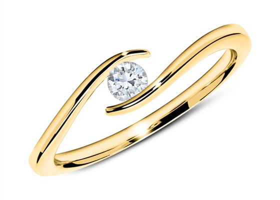 Il solitario 14k ingiallisce il taglio di giro di Diamond Ring 1.5mm dell'oro con il diamante 0.10ct