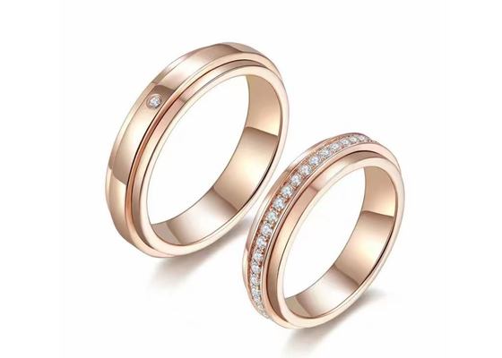 anello dei gioielli dell'oro solido di larghezza 18K di 4mm con il diamante del peso 0.35ct