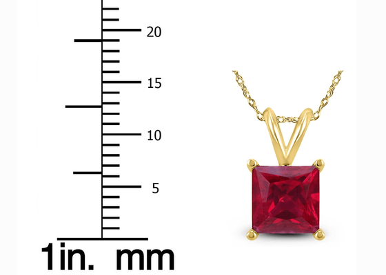 Collane dell'oro 14K di 7×7MM con Ruby Pendant 2ct per l'impegno