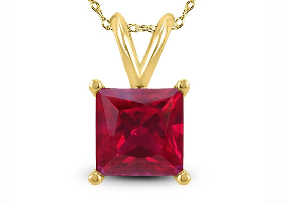 Collane dell'oro 14K di 7×7MM con Ruby Pendant 2ct per l'impegno