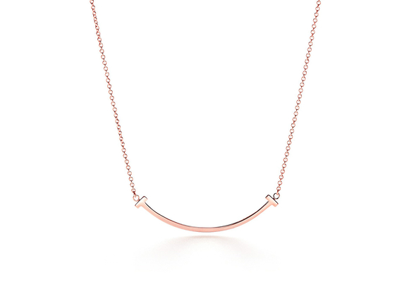 18K Rose Gold Neklace, lunghezza regolabile della collana 16-18inch del pendente di sorriso