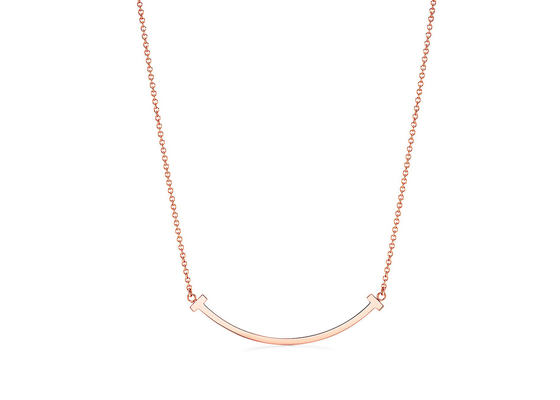 18K Rose Gold Neklace, lunghezza regolabile della collana 16-18inch del pendente di sorriso