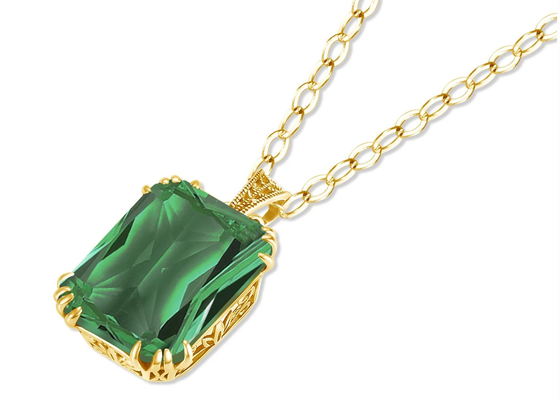 Collane d'annata 2.67ct 8×10mm dell'oro 14K con Emerald Pendant naturale