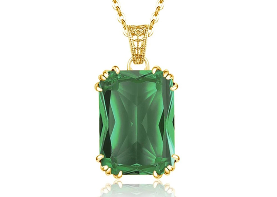 Collane d'annata 2.67ct 8×10mm dell'oro 14K con Emerald Pendant naturale