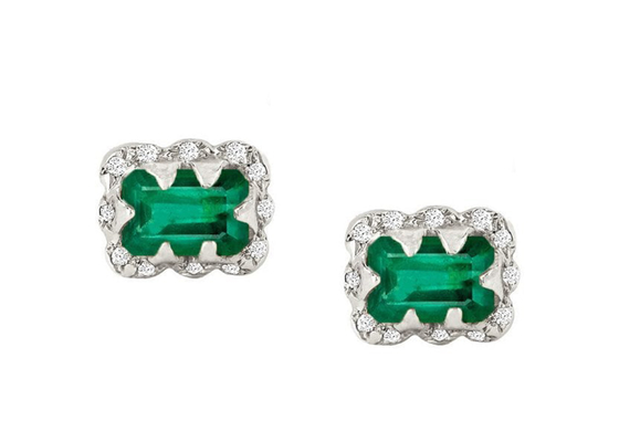 5×7MM Emerald Cut Diamond Earrings With hanno spruzzato il diamante per il regalo