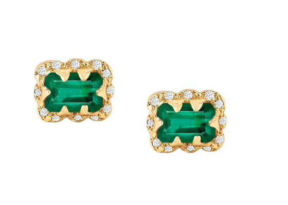 5×7MM Emerald Cut Diamond Earrings With hanno spruzzato il diamante per il regalo