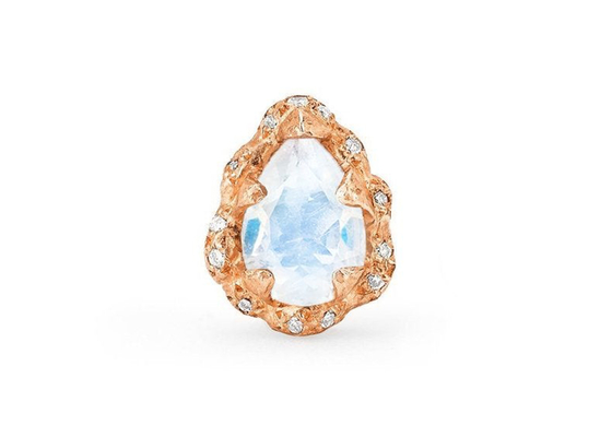 La goccia di acqua ha sfaccettato gli orecchini dell'oro 9K con il diamante reale di 6×8MM Moonstone