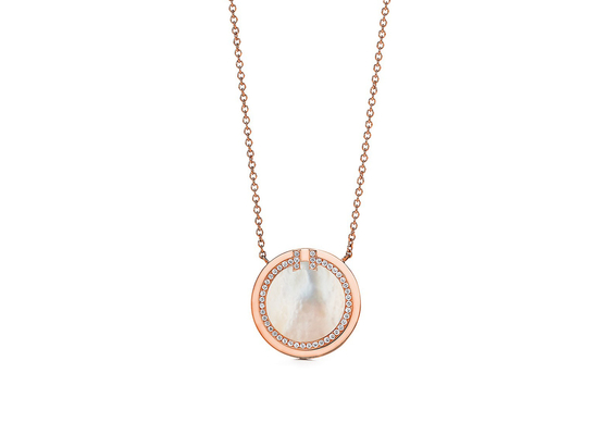 OEM del materiale del pendente 18k Rose Gold del cerchio di 0.05ct Diamond And Mother Of Pearl
