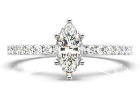 Peso Marquise Cut di D VS1 18K Rose Gold Ring 2CT per l'impegno