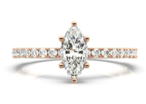 Peso Marquise Cut di D VS1 18K Rose Gold Ring 2CT per l'impegno