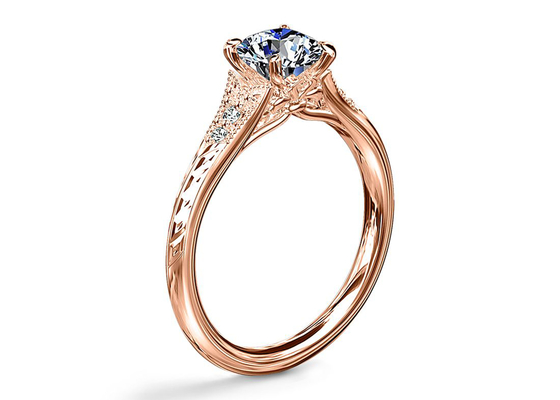 oro Moissanite sviluppato laboratorio Ring Dia RD6mm 0.8ct di 14K Roose per nozze