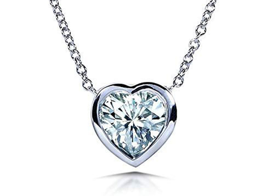 stile dell'incastonatura del cuore delle collane dell'oro di 16inch 14K con 6x6mm Moissanite