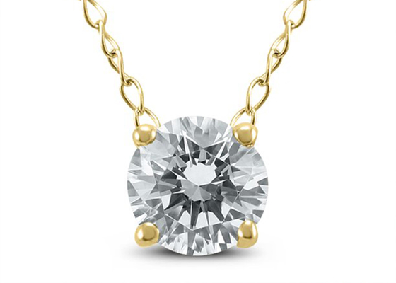 4mm 0.23ct Diamond Solitaire Necklace, 4 collana dell'oro giallo dei forconi 14k