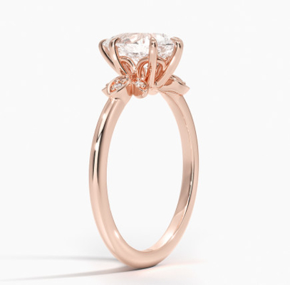 anello di oro dei gioielli di 14K 0.77ct Rose Gold Pear Cut Wedding Moissanite