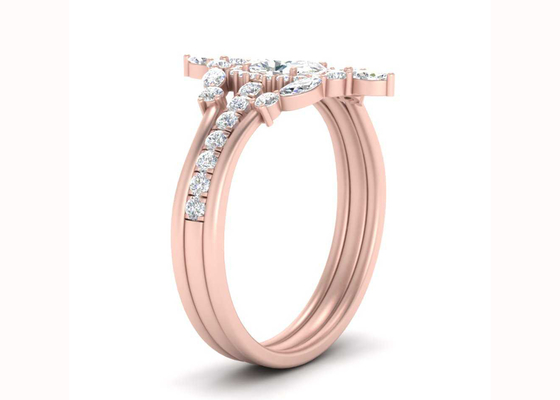 Anelli di SI1 0.62CT Rose Gold Double Halo Engagement per nuziale