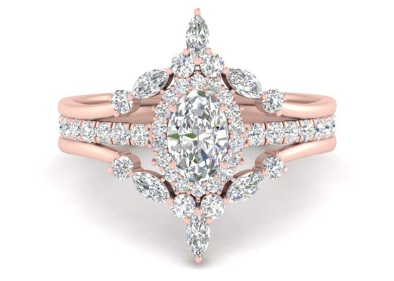 Anelli di SI1 0.62CT Rose Gold Double Halo Engagement per nuziale