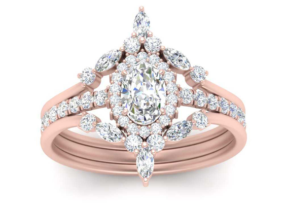 Anelli di SI1 0.62CT Rose Gold Double Halo Engagement per nuziale